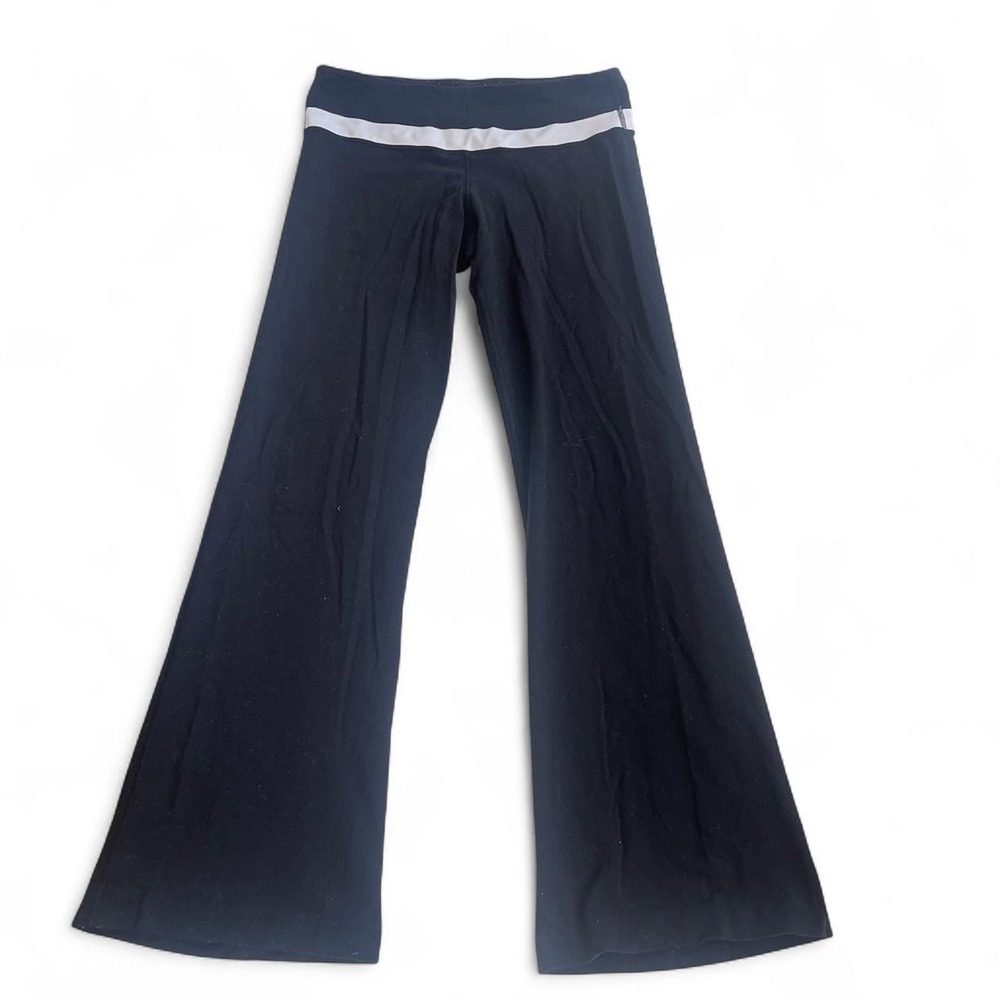 Lululemon Groove Flare Yoga Pants Black White Waistband Athletic Leggings